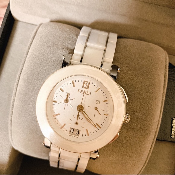 Fendi Ceramic' White Dial Chronograph Quartz Watch - Picture 4 of 8